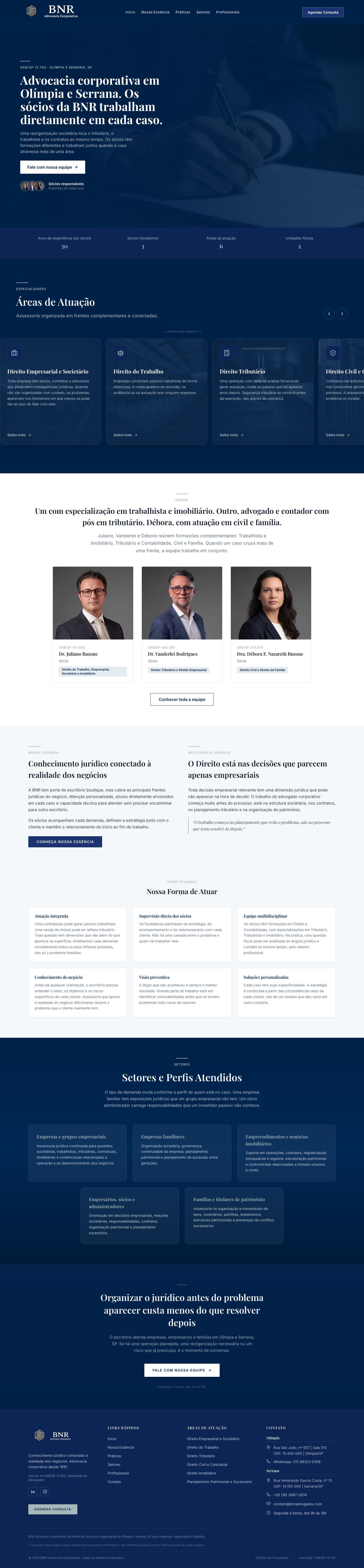 Site da BNR Advocacia no computador