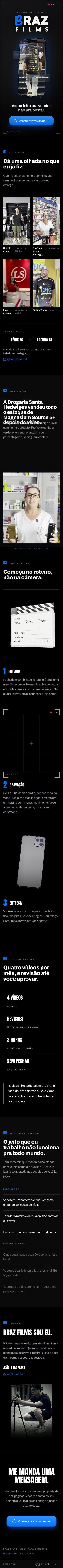 Landing page da Braz Films no celular